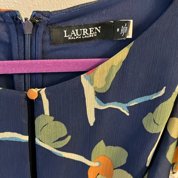 Ralph Lauren Navy Floral Black Label Designed Dress 8!! - Picture 11 of 13